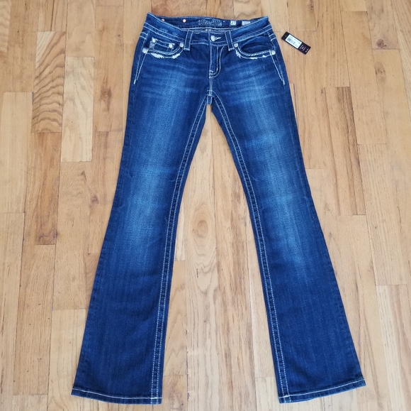 NWT MISS ME EMBELLISH, STITCH, LONG BOOTCUT JEANS